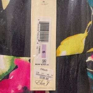 Eliza J navy floral ball gown